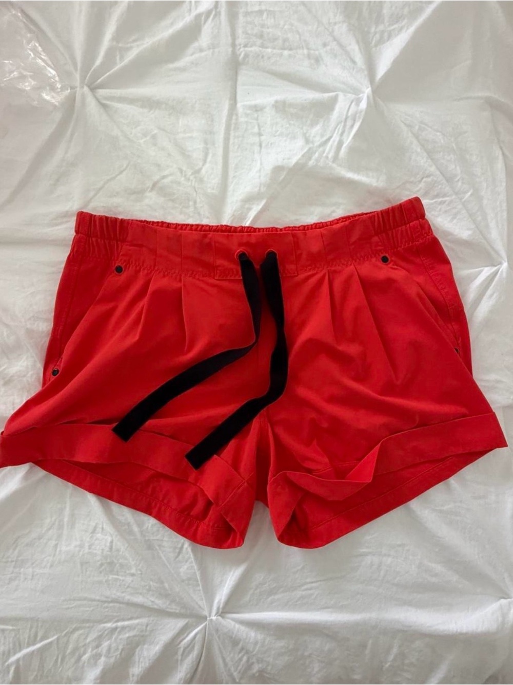 lululemon athletica Red Athletic Shorts with Black Drawstring
